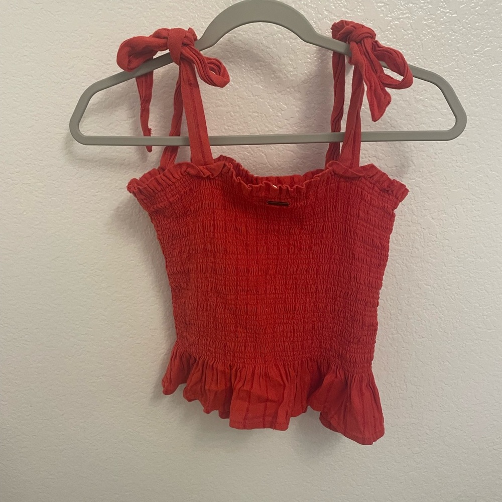 Billabong red stripped crop top (size 7)